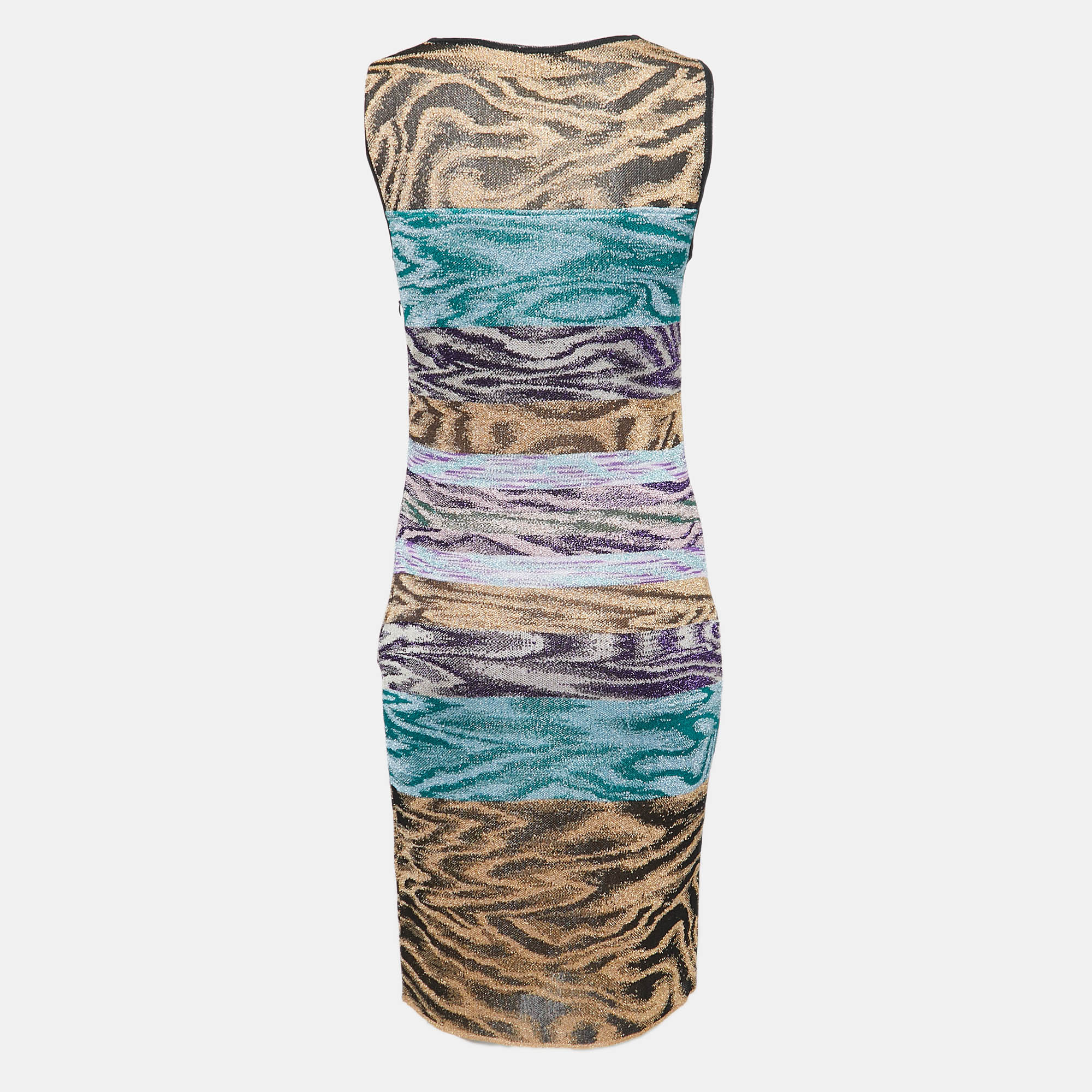 

Missoni Multicolor Patterned Lurex Knit Cutout Detail Bodycon Dress