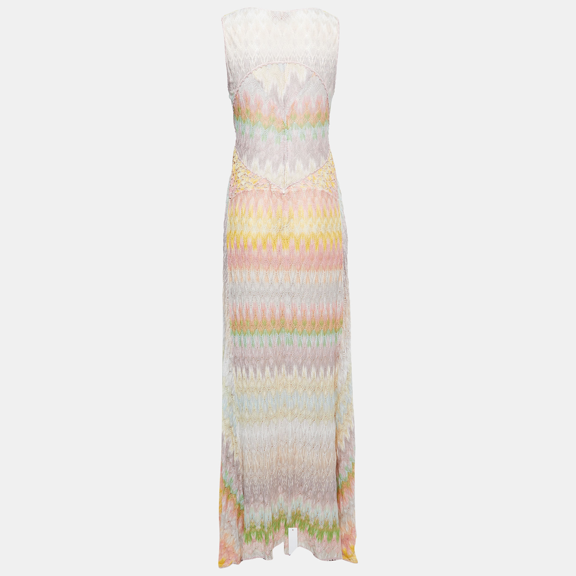 

Missoni Multicolor Patterned Knit V-Neck Sleeveless Maxi Dress