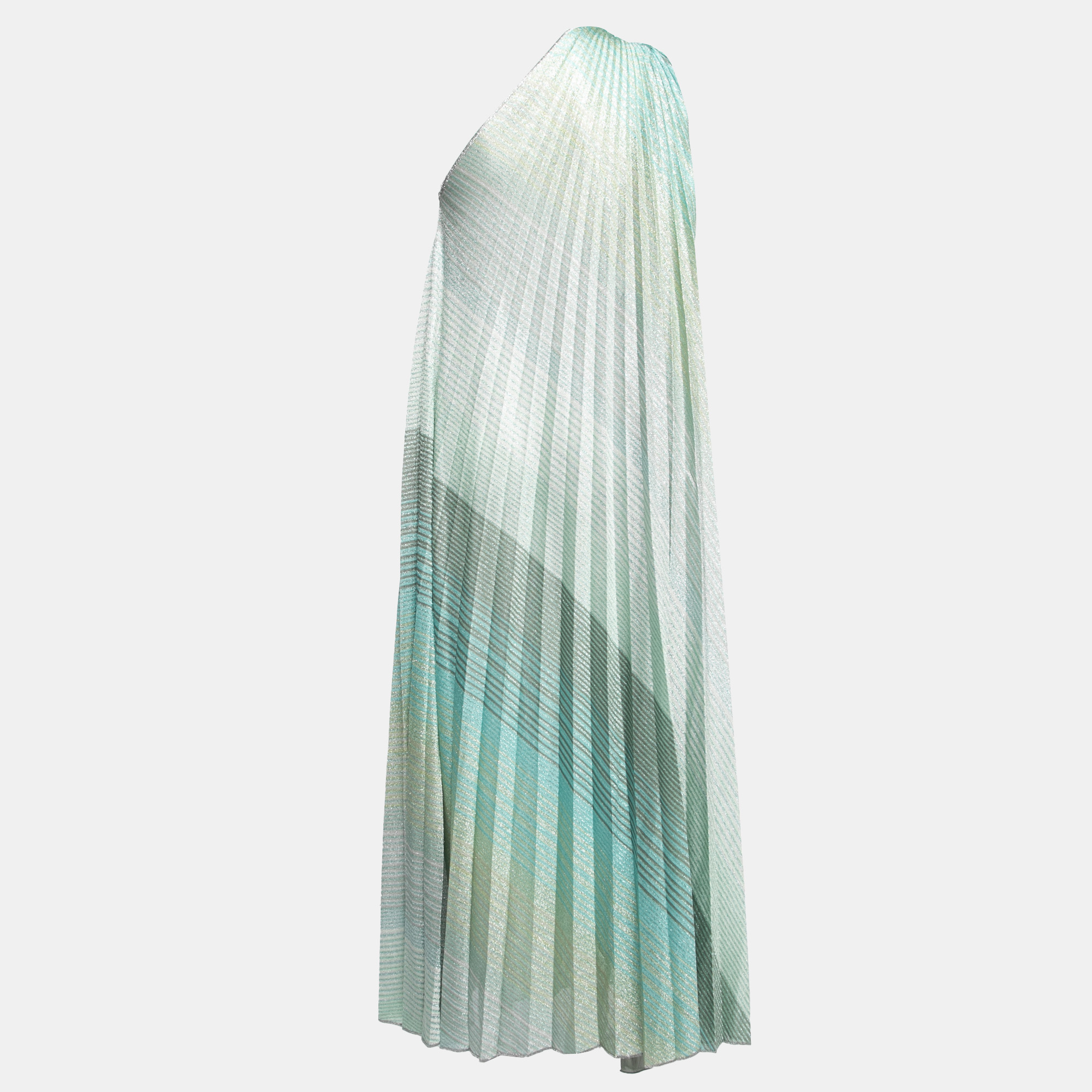 

Missoni Blue/Green Lurex Knit One Shoulder Maxi Dress