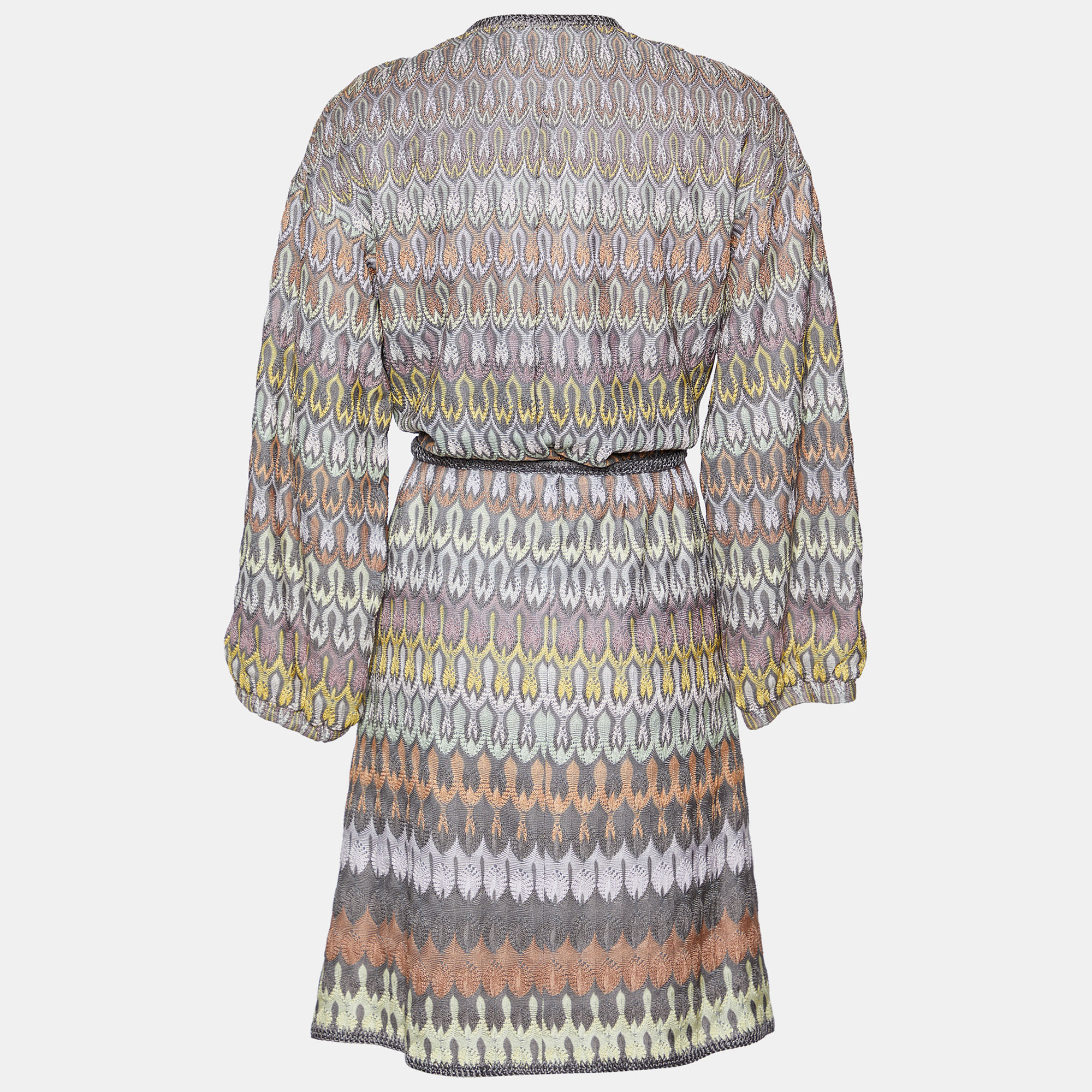 

Missoni Multicolor Patterned Knit Belted Long Coat