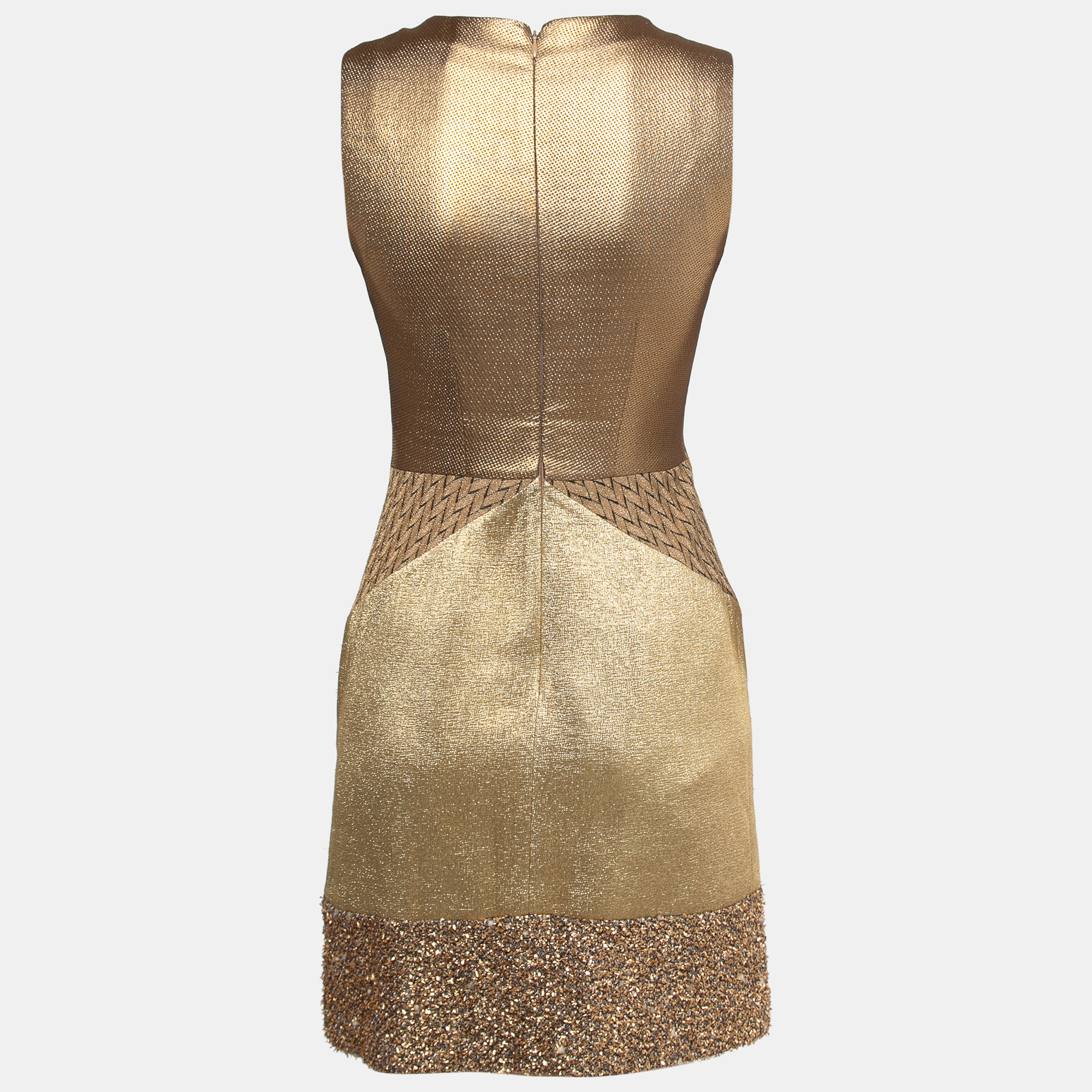 

Missoni Gold Patterned Knit Sleeveless Short Dress