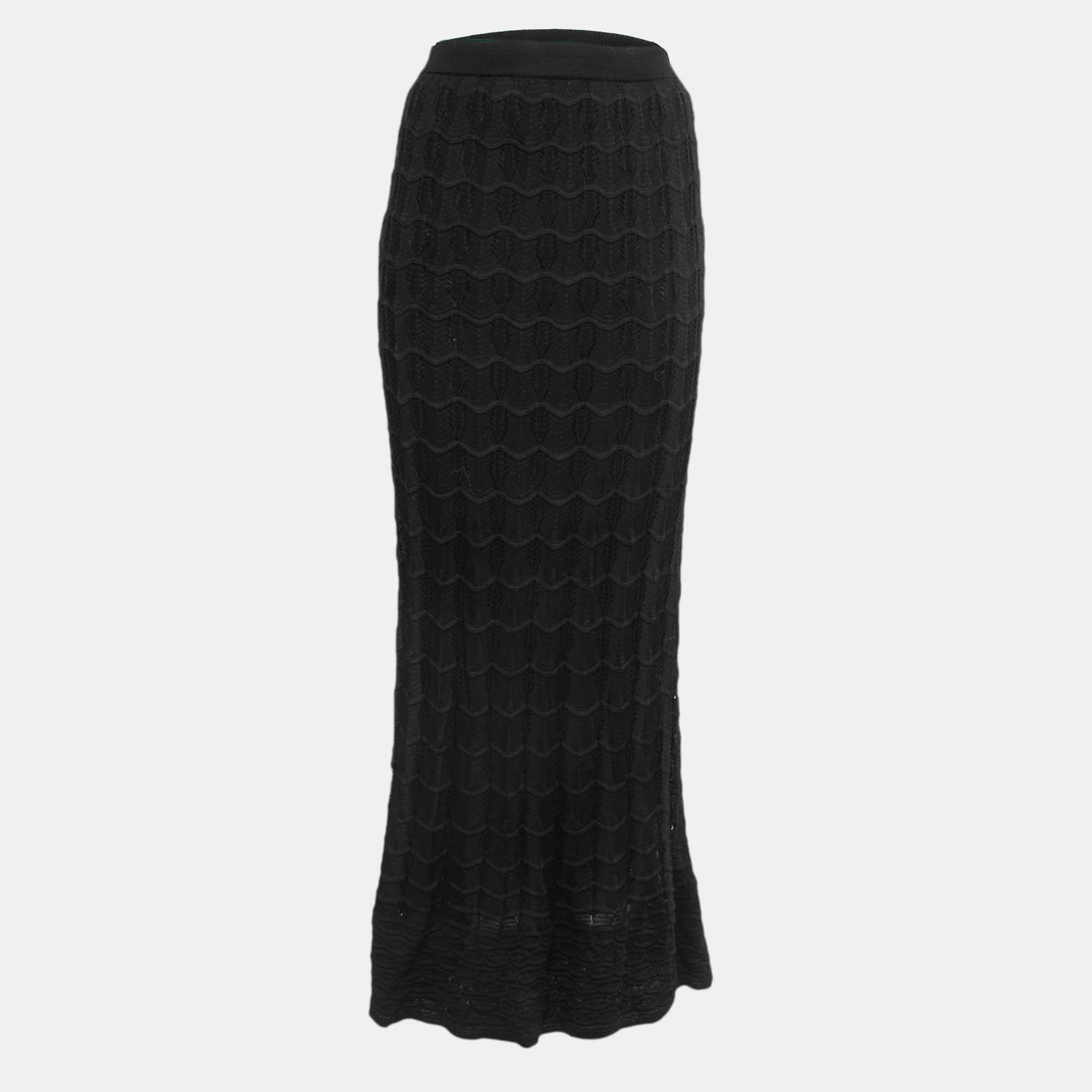 

Missoni Black Patterned Knit Maxi Skirt