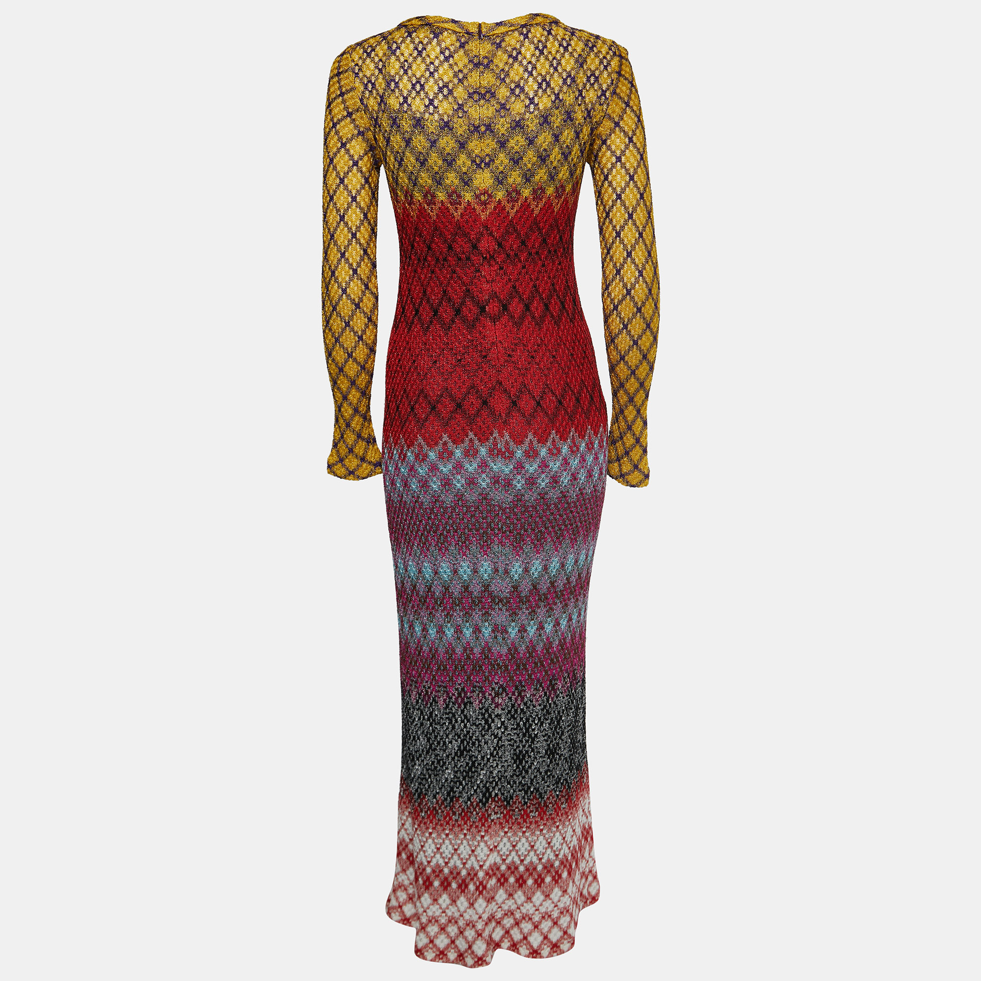 

Missoni Multicolor Patterned Lurex Knit Long Sleeve Maxi Dress