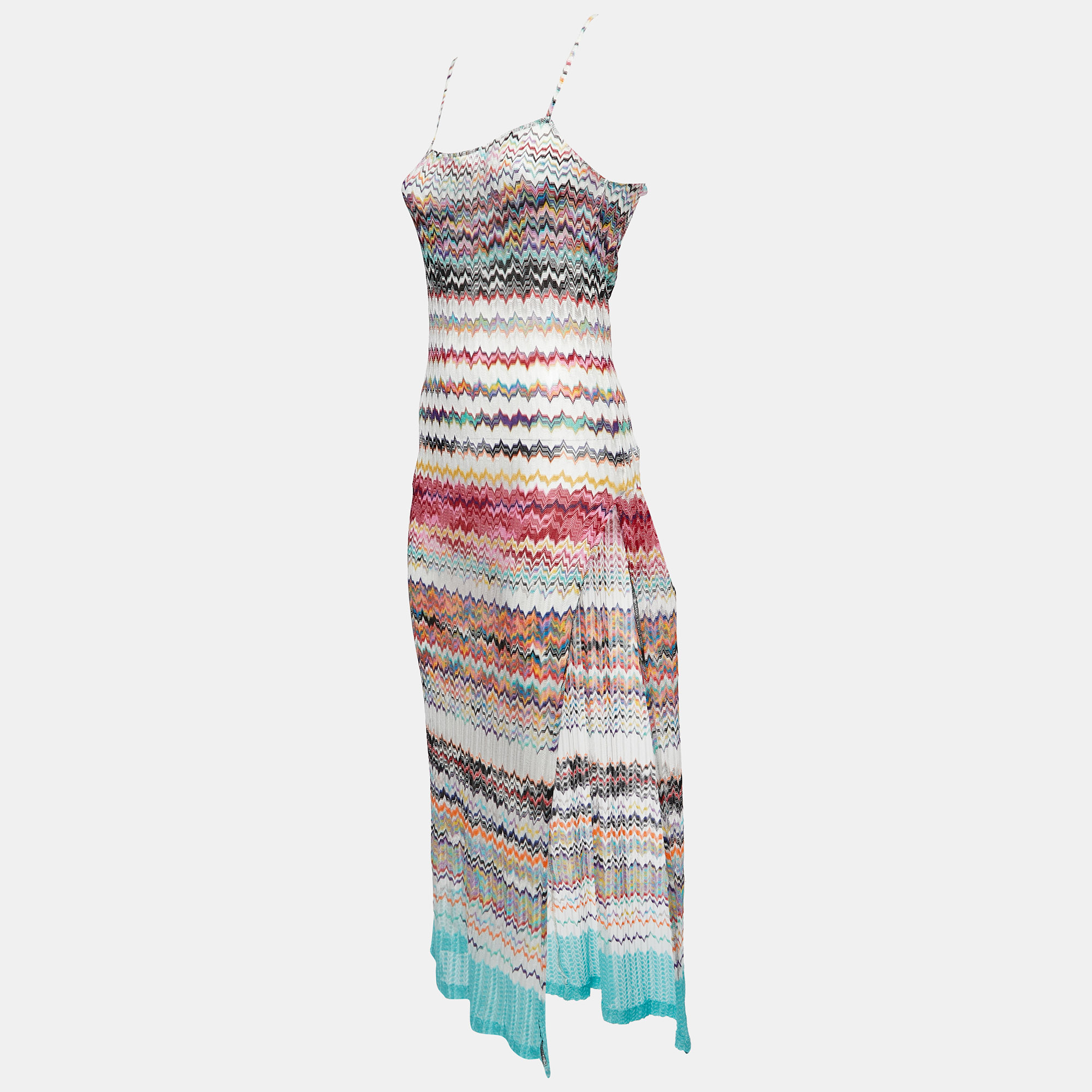 

Missoni Multicolor Patterned Crochet Knit Cover Up Maxi Dress