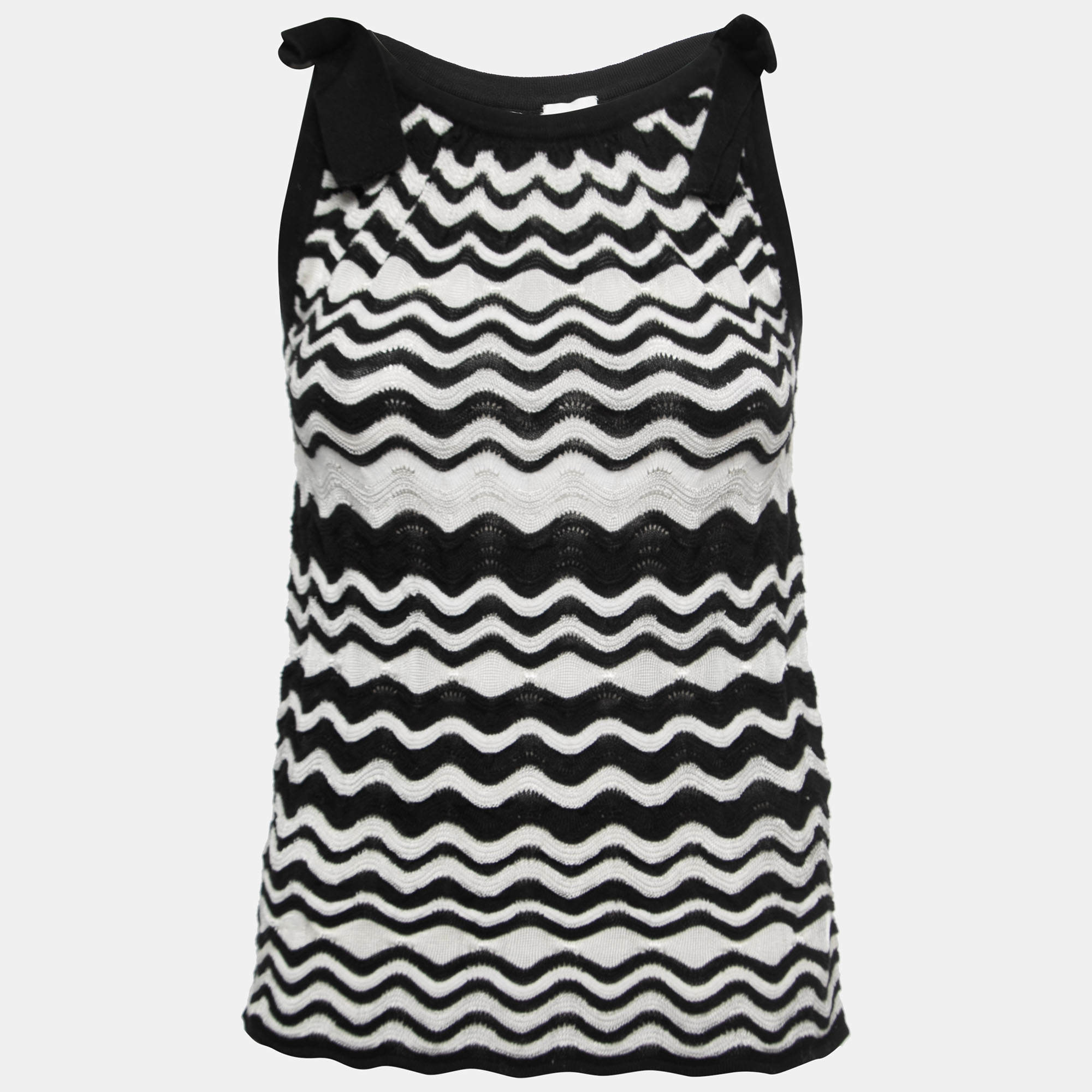 Pre-owned M Missoni Black/white Patterned Knit Sleeveless Top S