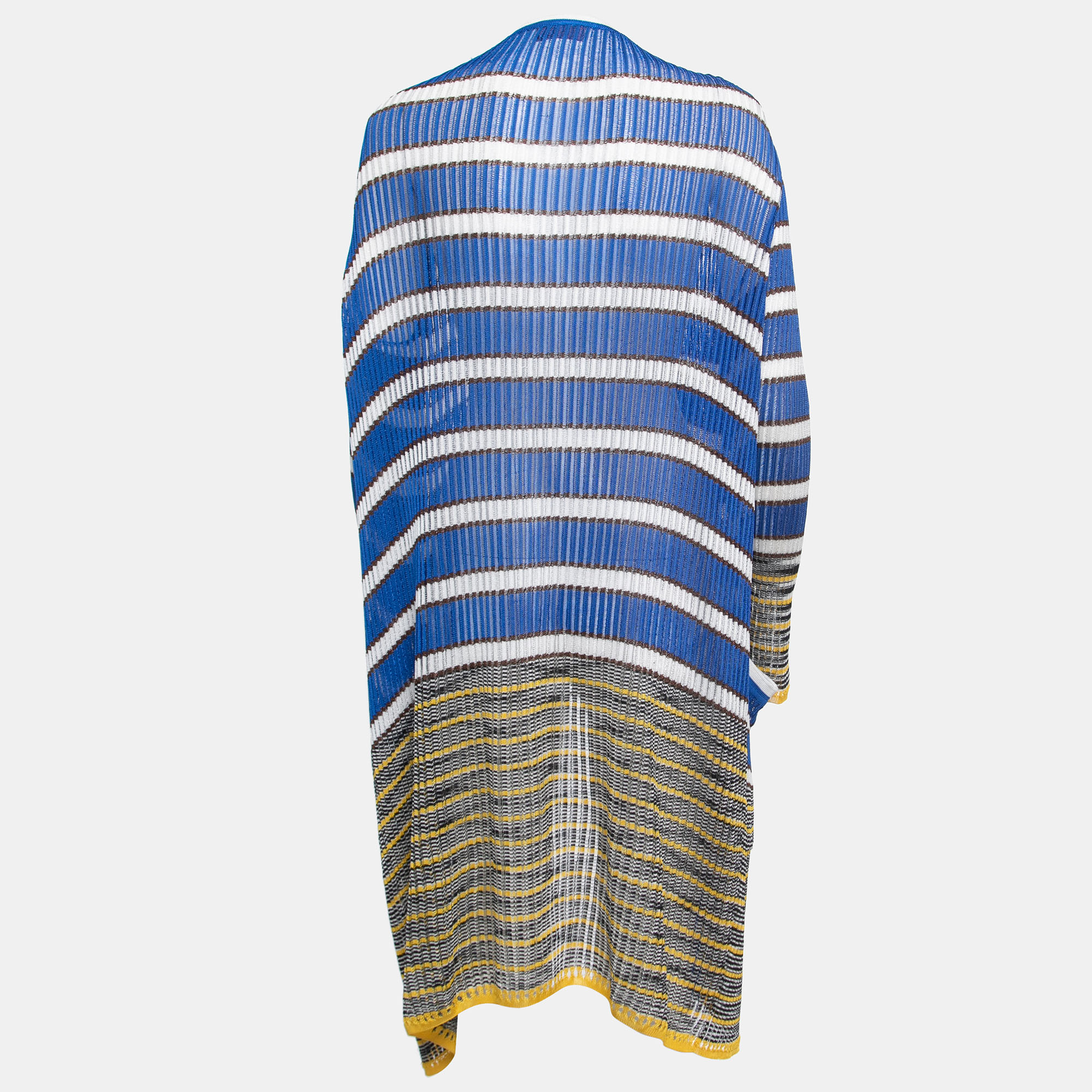 

Missoni Blue/Multicolor Striped Patterned Ribbed Knit Open Cardigan