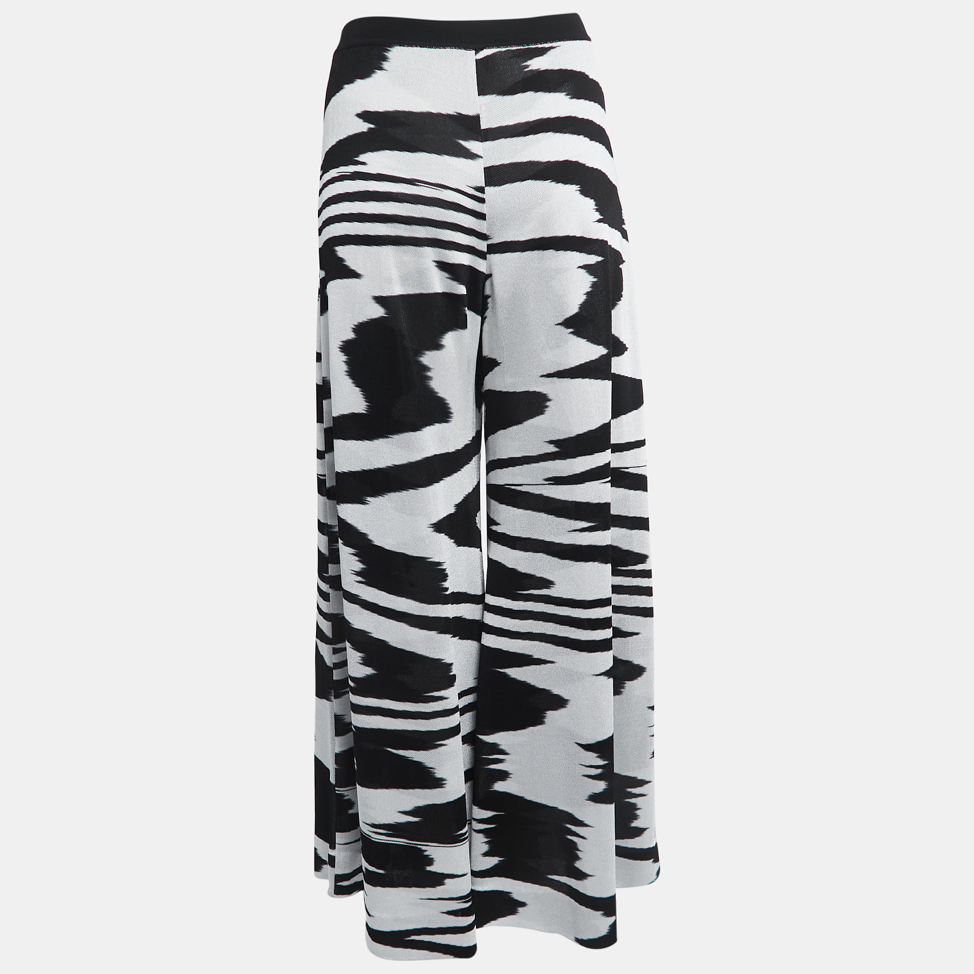 

Missoni White/ Black Abstract Pattern Knit Wide Leg Pants