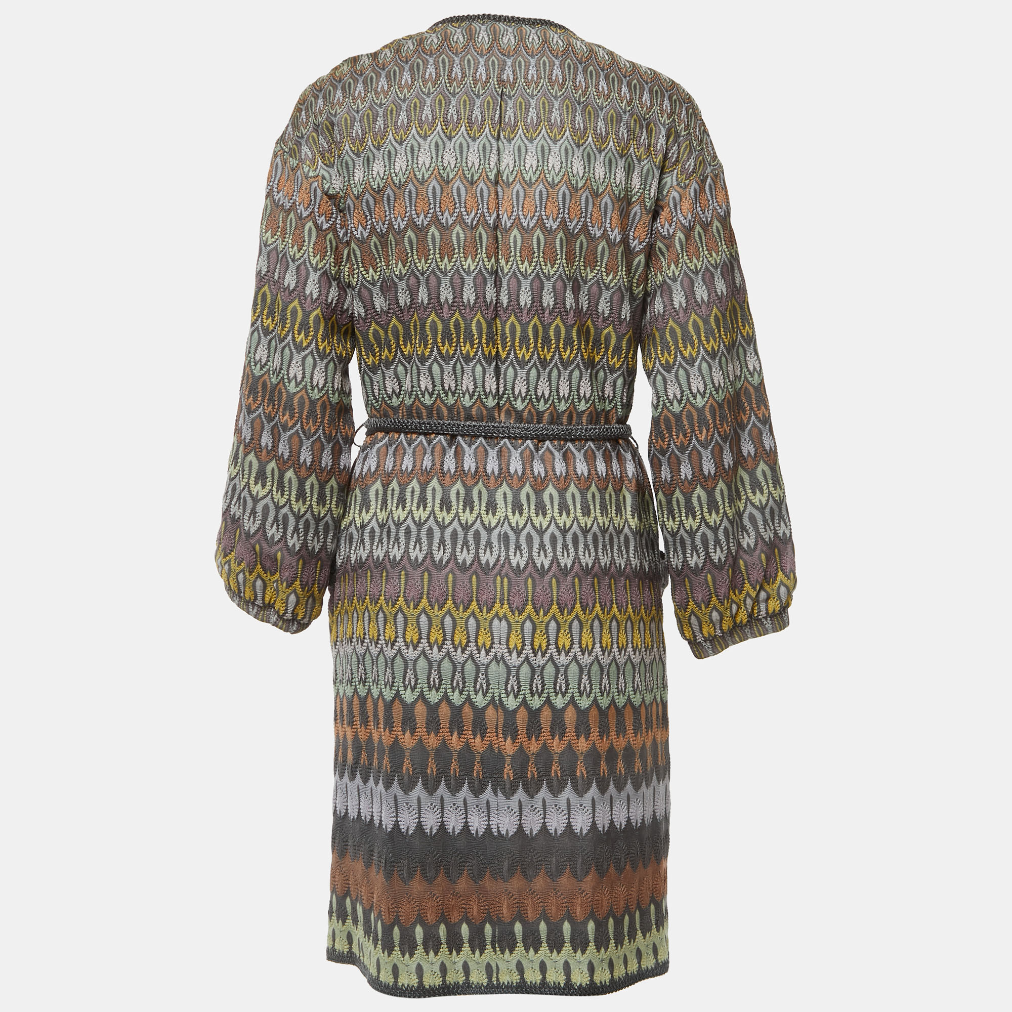 

Missoni Multicolor Patterned Knit Belted Long Cardigan