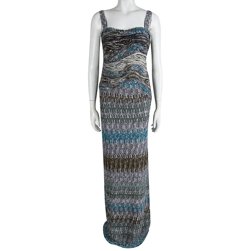 

Missoni Multicolor Textured Wool Sleeveless Maxi Dress