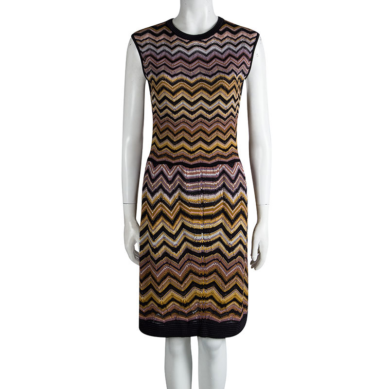 

Missoni Multicolor Chevron Knit Sleeveless Dress