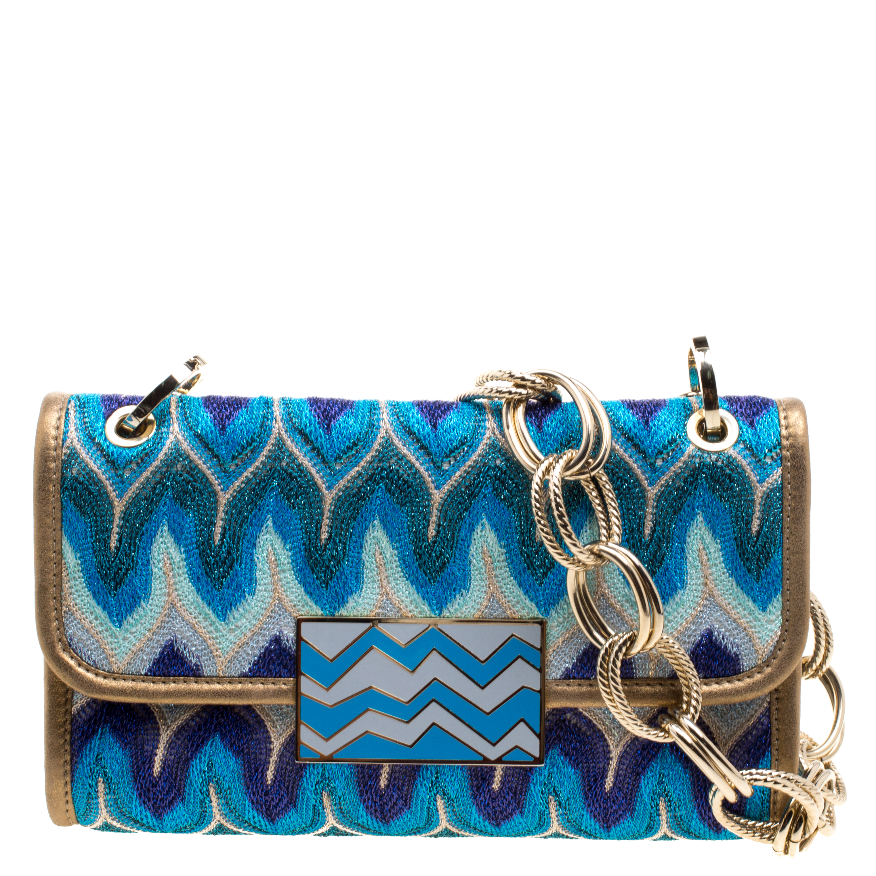 Missoni Multicolor Shimmering Weave Fabric Shoulder Bag