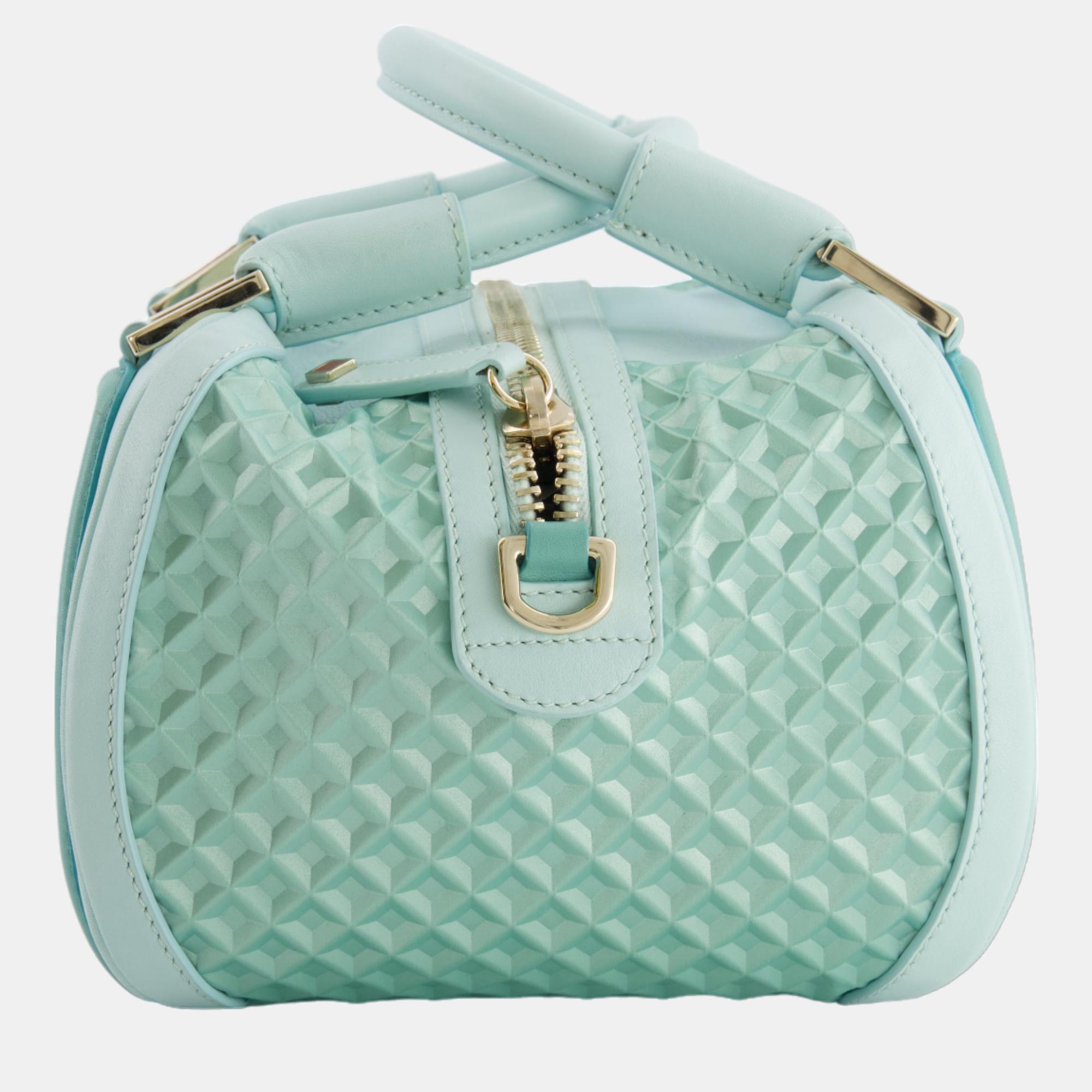 

Missoni Turquoise Leather Top Handle Bag with Gold Hardware, Blue