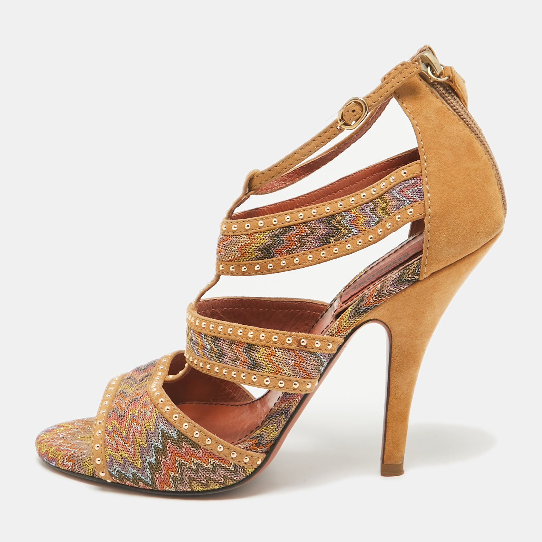 

Missoni Brown Lurex Fabric and Suede Ankle Strap Sandals Size