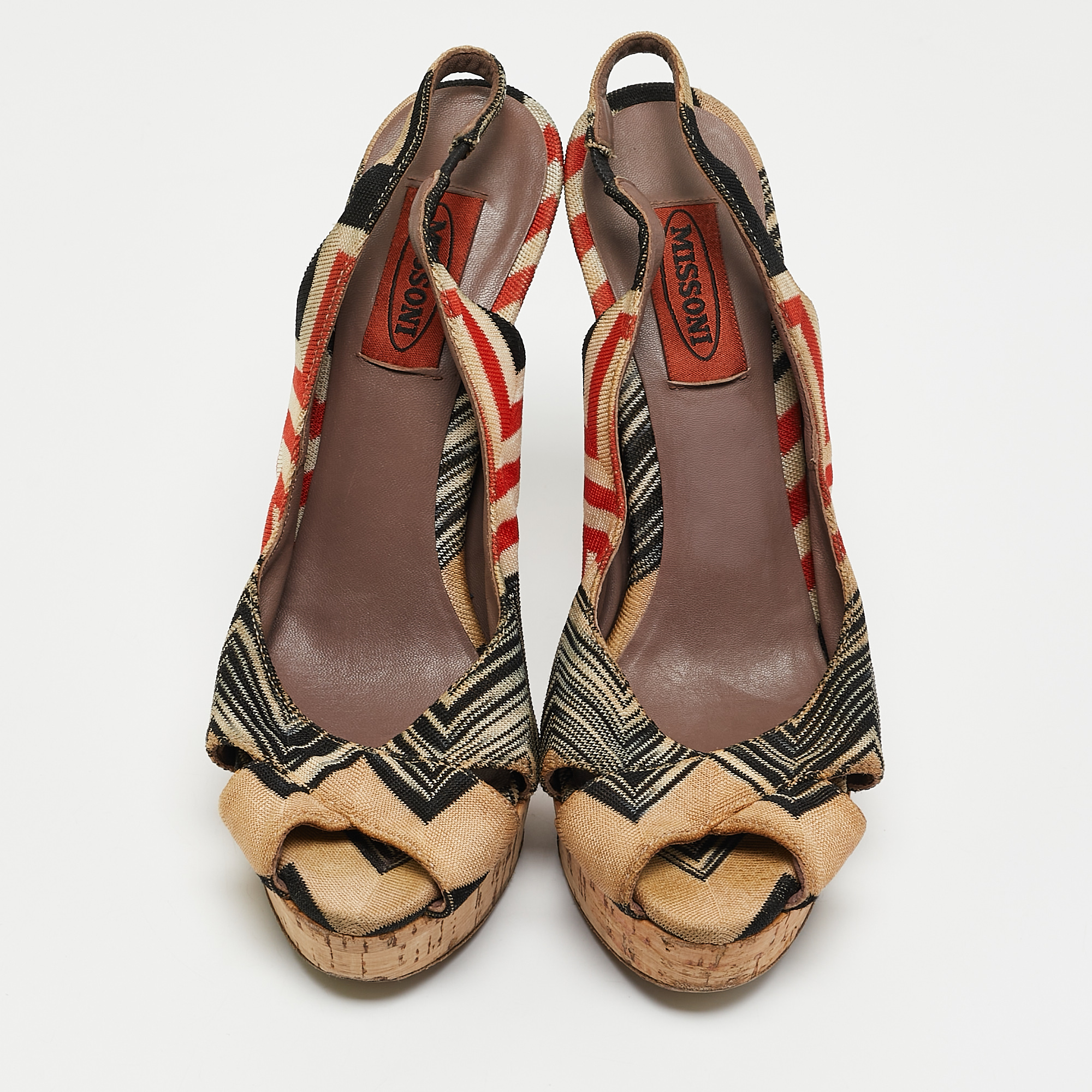 Missoni Multicolor Knit Fabric Platform  Slingback Sandals Size 36 