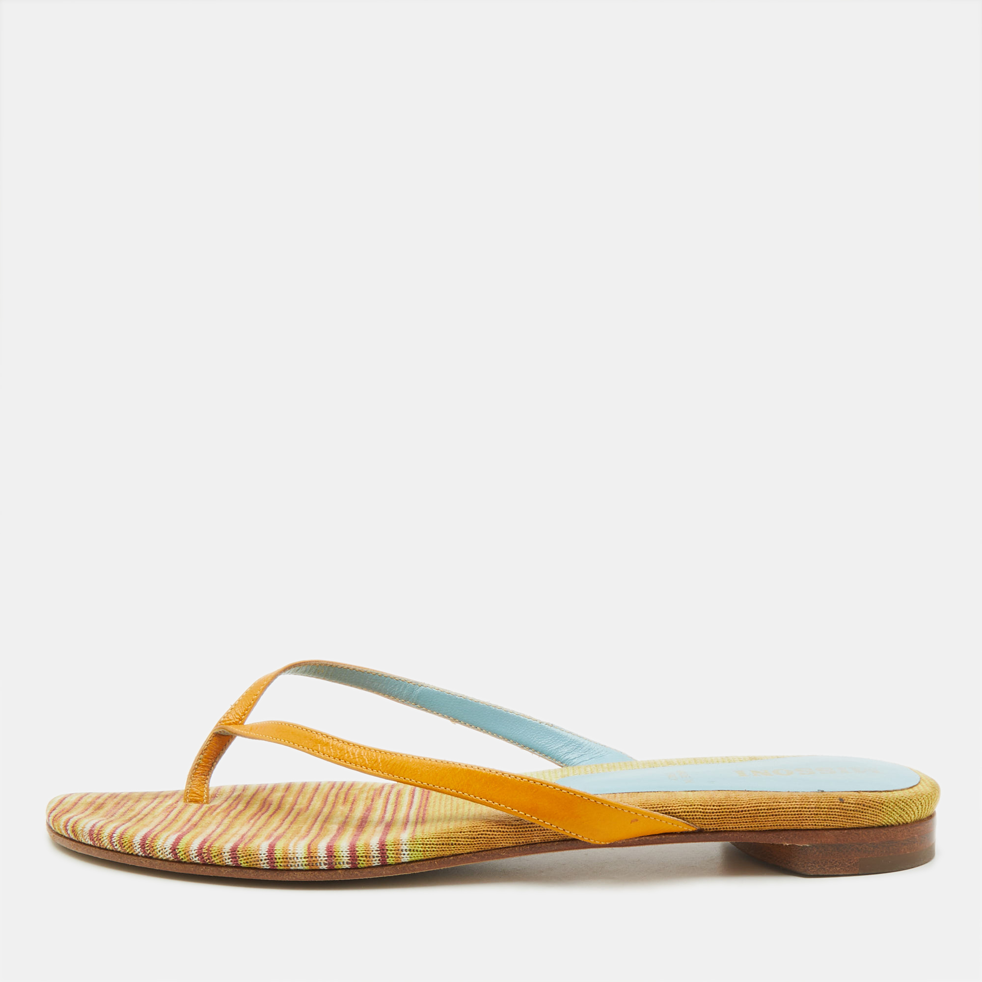 

Missoni Multicolor Fabric and Leather Flat Slides Size