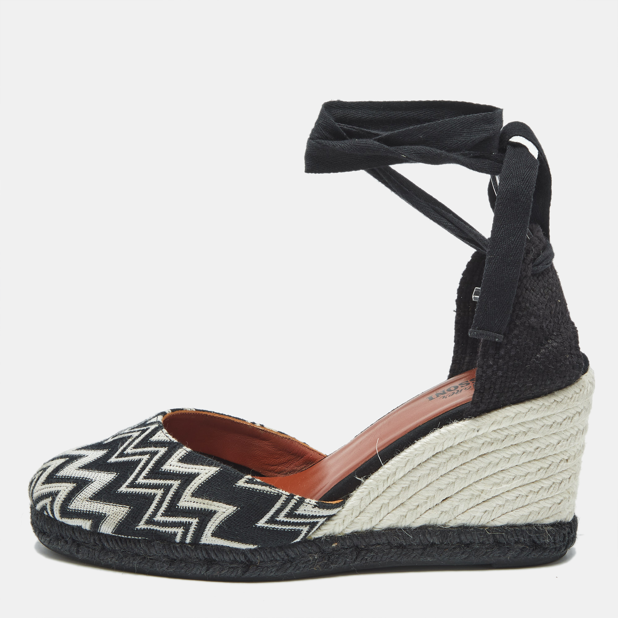 

Missoni x Castaner Black/White Knit Fabric Carina Espadrille Sandals Size