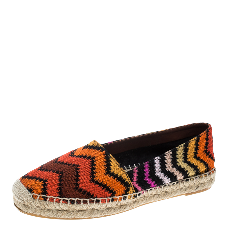 Missoni Multicolor Patterned Knit Fabric Flat Espadrilles Size 36 