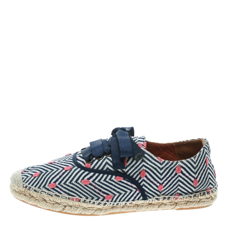 

Missoni Blue Dotted Knit Espadrille Sneakers Size