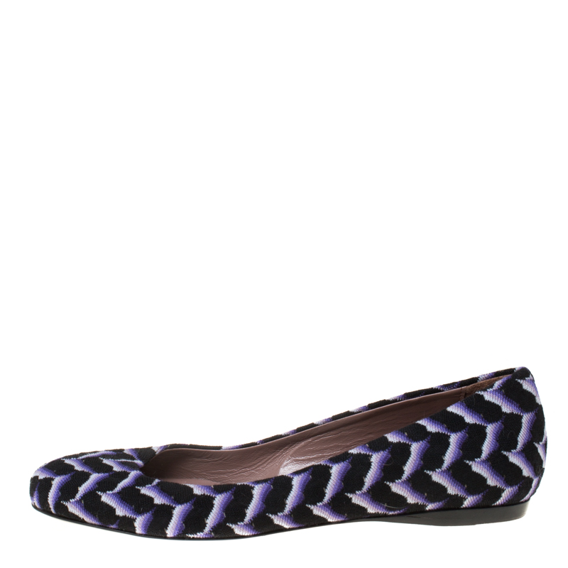 

Missoni Multicolor Knit Fabric Ballet Flats Size, Black