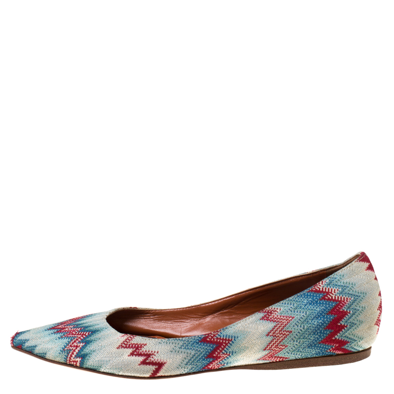 

Missoni Multicolor ZIgZag Fabric Pointed Toe Ballet Flats Size