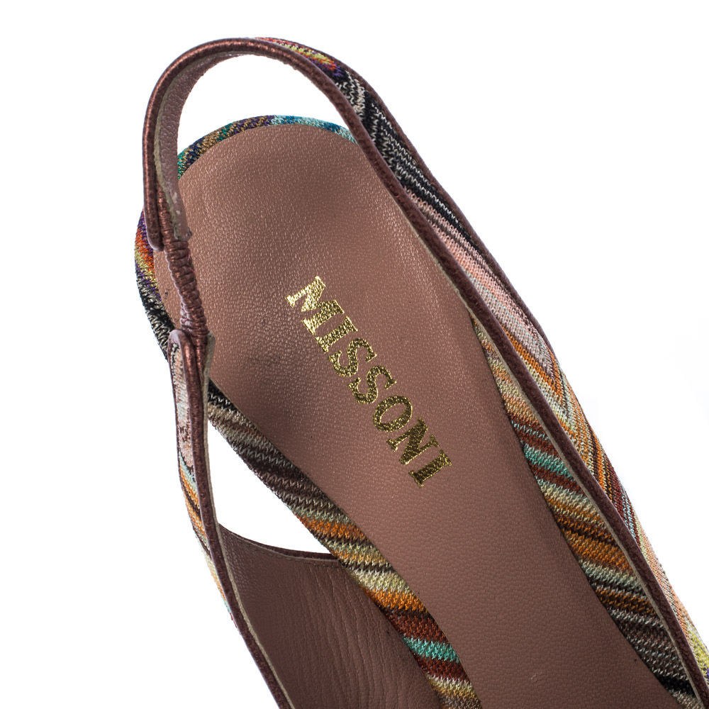 Missoni Multicolor Knit Fabric Bow Slingback Sandals Size 36.5