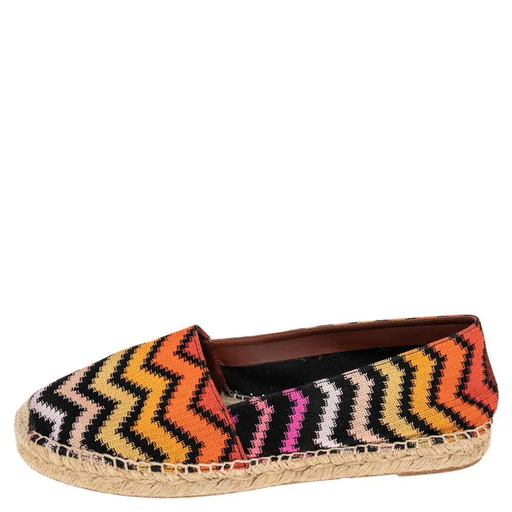

Missoni Multicolor Patterned Knit Fabric Espadrille Flats Size