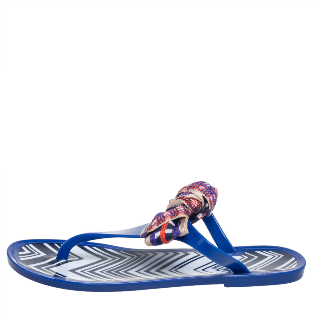 

Missoni Blue Jelly Ribbon Thong Sandals Size