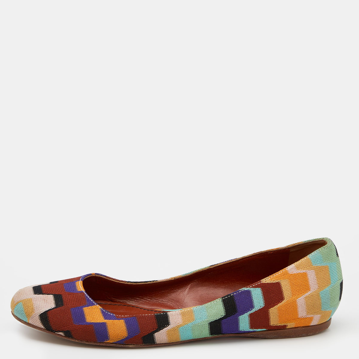 Pre-owned Missoni Multicolor Knit Fabric Ballet Flats Size 36