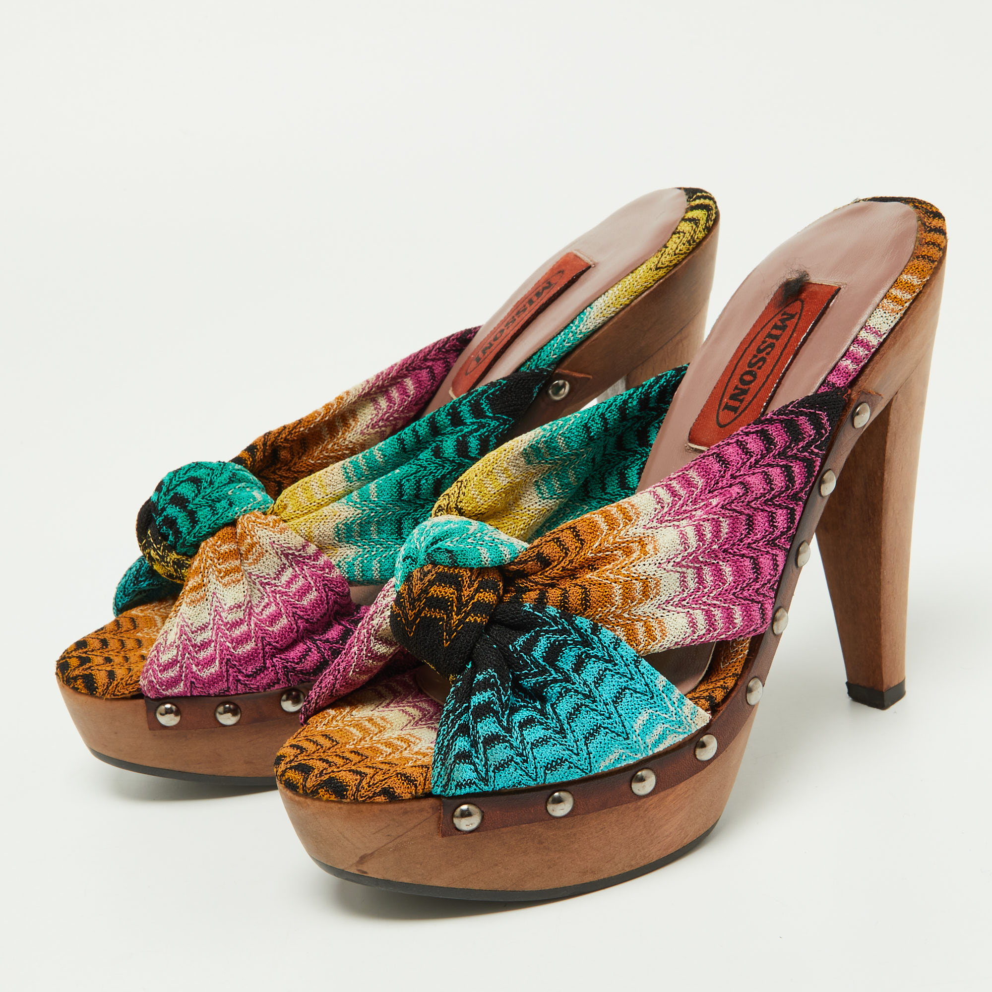 

Missoni Multicolor Knit Fabric Bow Sandals Size