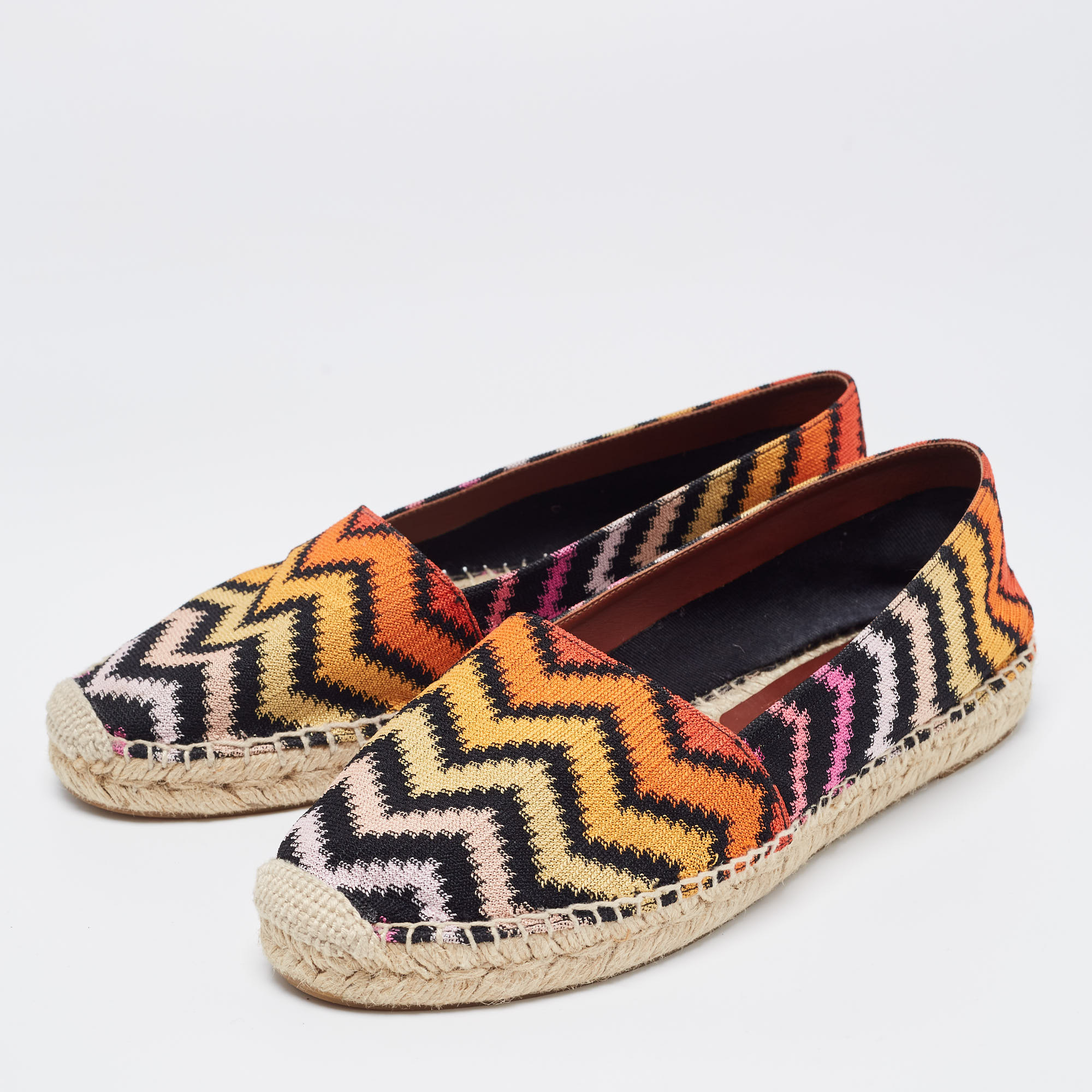 

Missoni Multicolor Zigzag Knit Fabric Espadrille Flats Size
