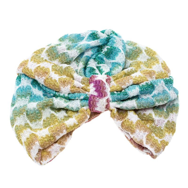 Pre Owned Missoni Mare Multicolor Patterned Lurex Knit Turban