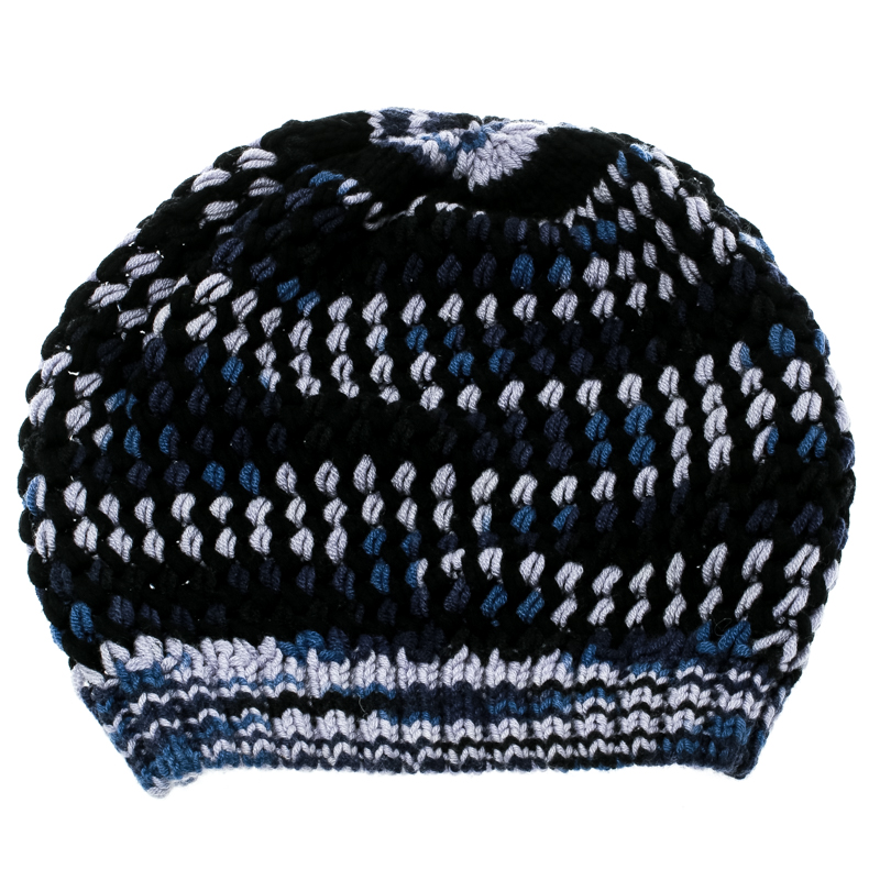 Pre Owned Missoni Multicolor Chunky Knit  Cashmere and Wool Beanie