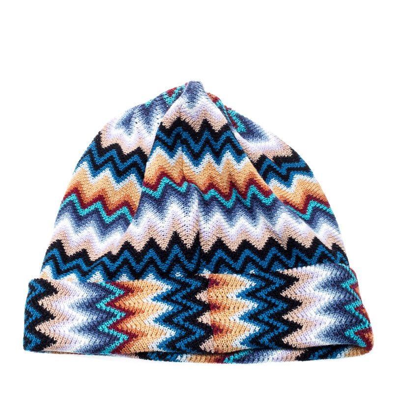 

Missoni Multicolor Wool Blend Zig Zag Knit Beanie