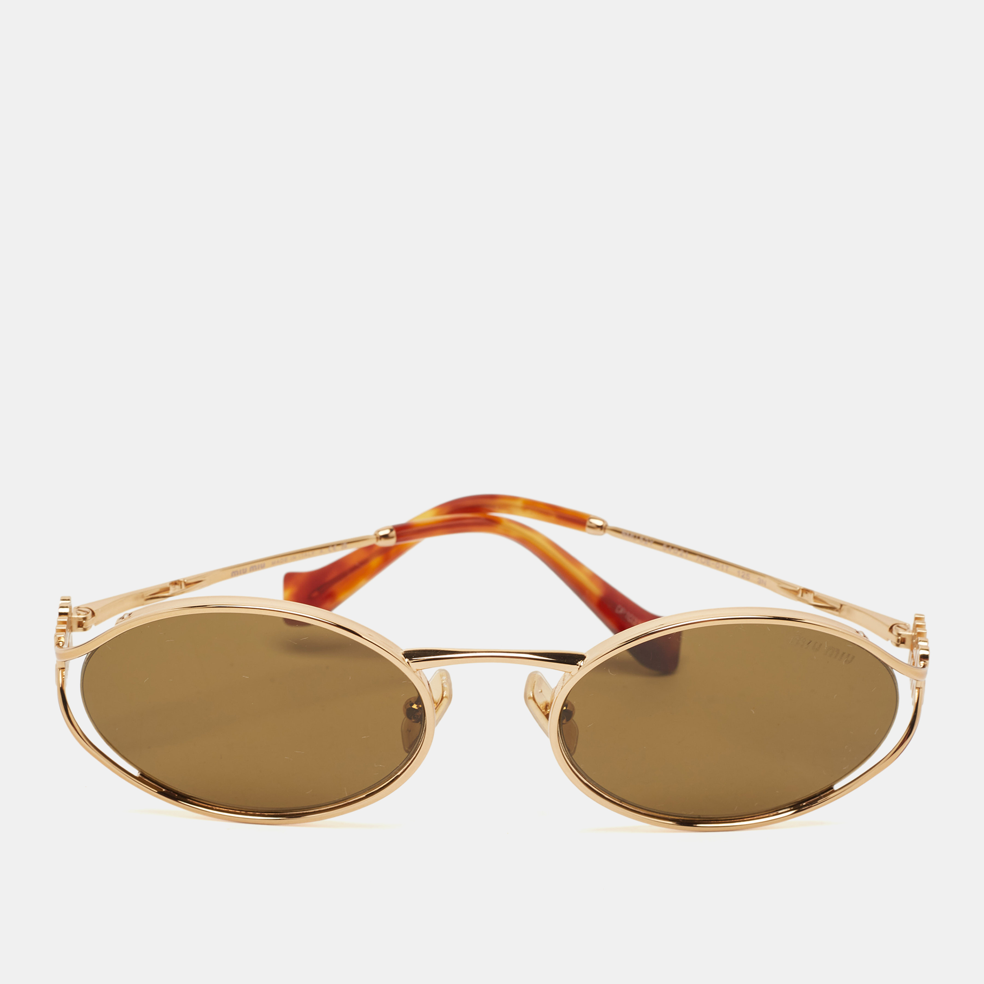 

Miu Miu Gold/Brown SMU52Y Oval Sunglasses