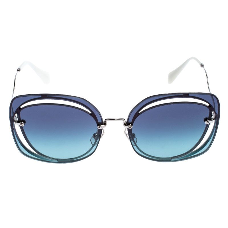 

Miu Miu Silver Tone/ Azure Blue Gradient SMU 54S Scenique Evolution Butterfly Sunglasses