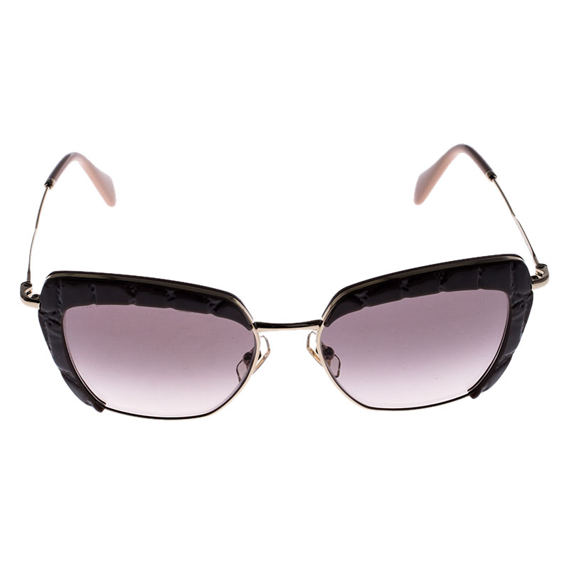 

Miu Miu Textured Grey /Grey Gradient SMU 52Q Cat Eye Sunglasses