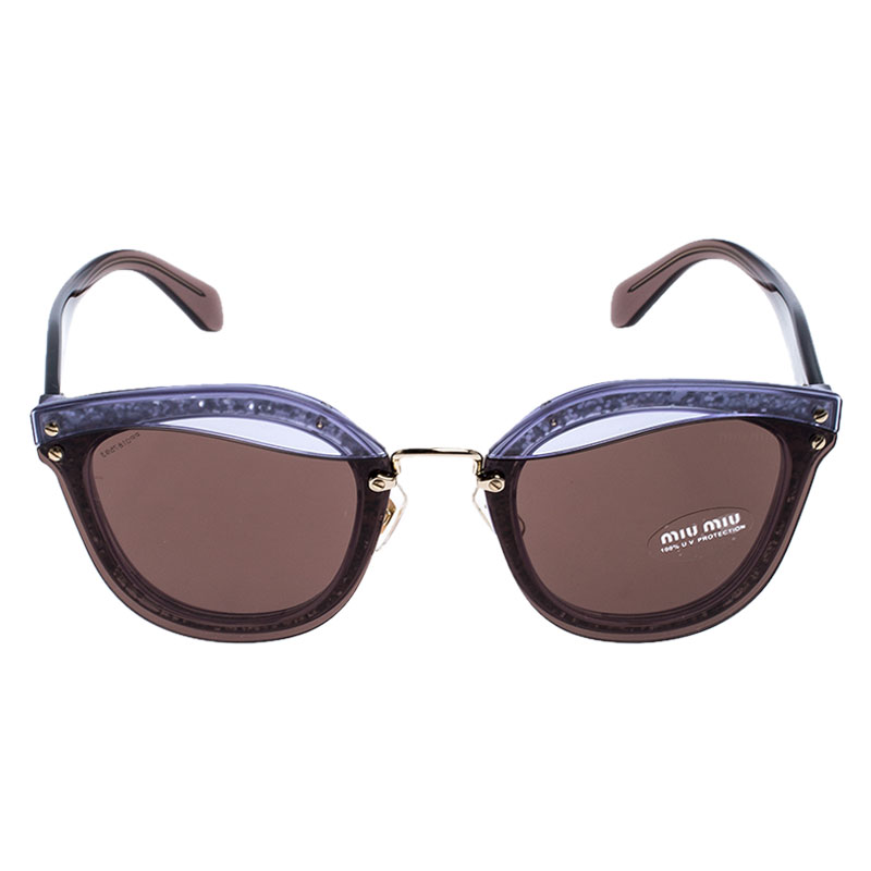 

Miu Miu Purple/Brown SMU 03T Glitter Reveal Cat Eye Sunglasses