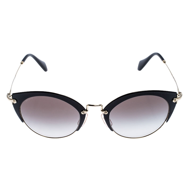 

Miu Miu Black/Grey Gradient SMU 53R Round Sunglasses