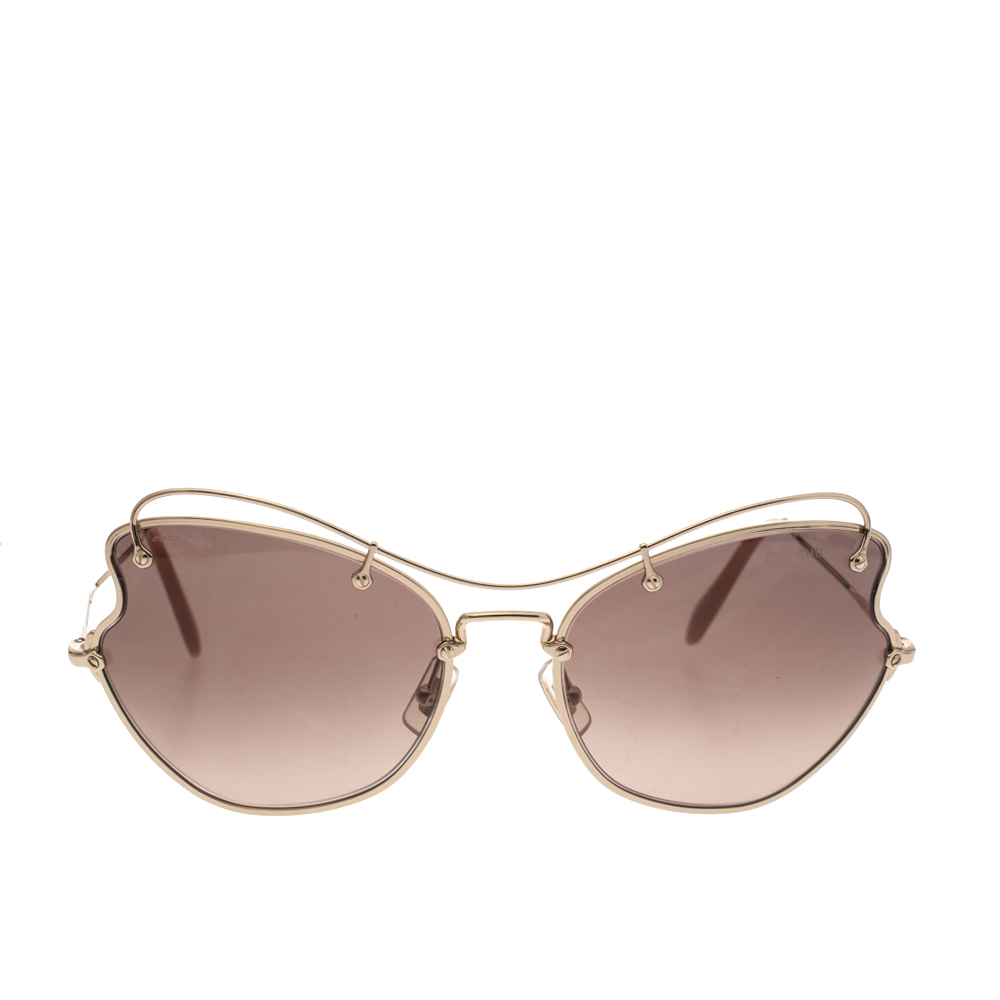 

Miu Miu Gold/Brown SMU 56R Butterfly Sunglasses