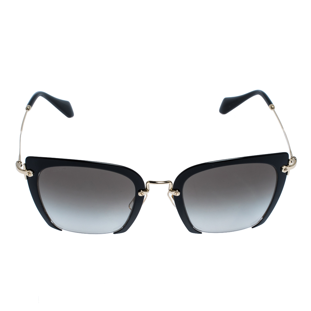 

Miu Miu Black and Gold/ Brown Gradient SMU52R Rasoir Square Sunglasses
