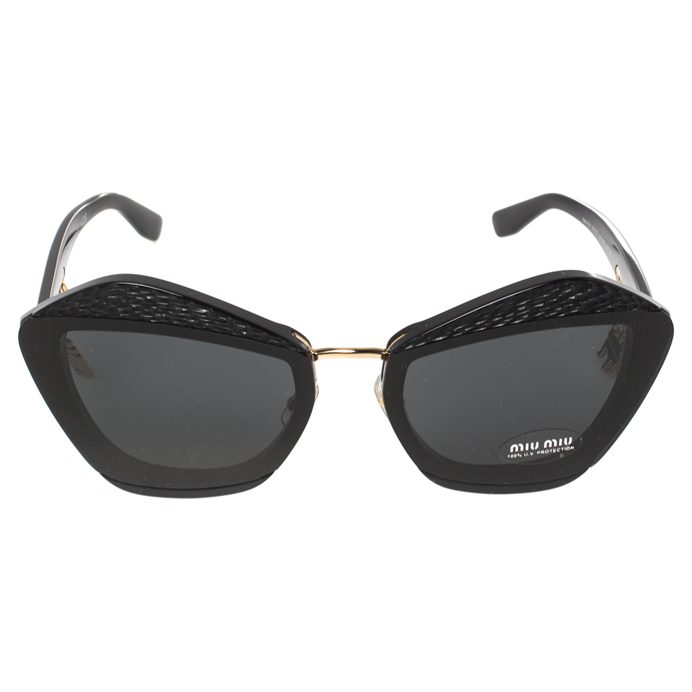 

Miu Miu Black Acetate SMU01X Cat Eye Charms Sunglasses