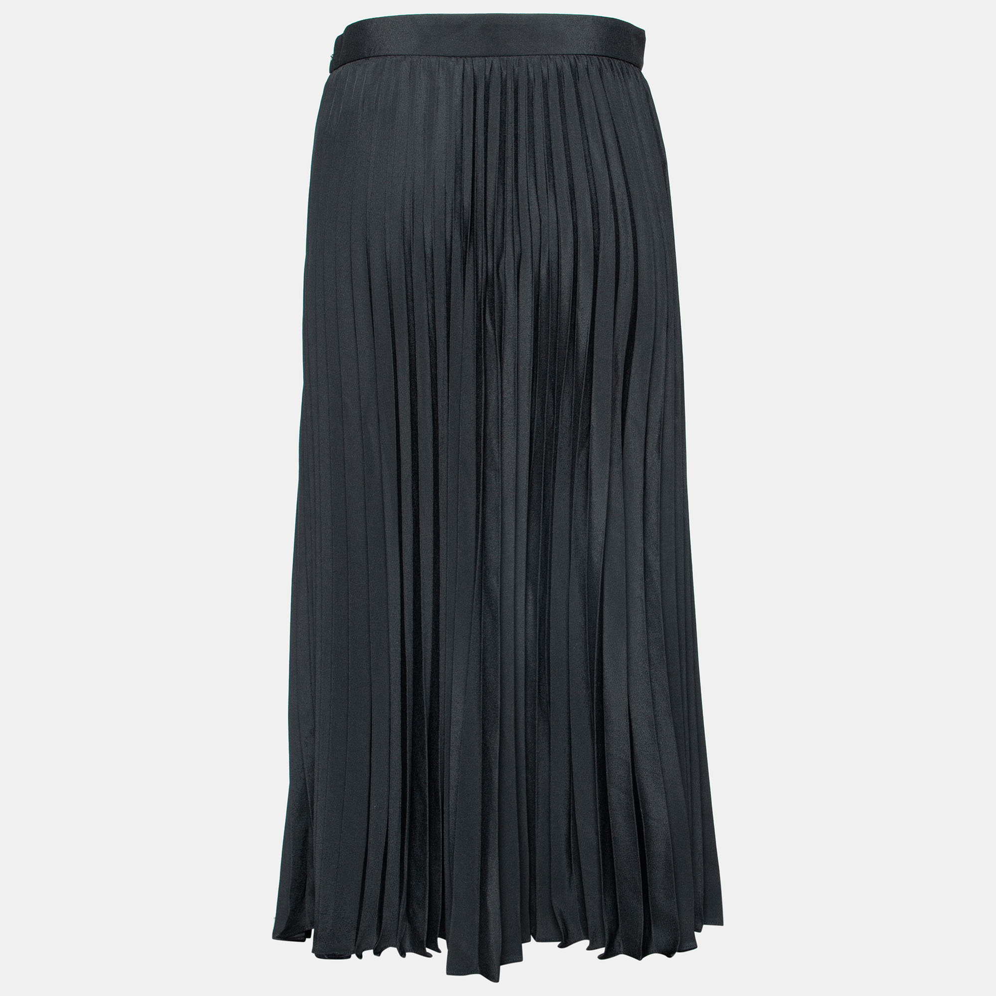 

Miu Miu Black Plisse Pleated Crepe Midi Skirt