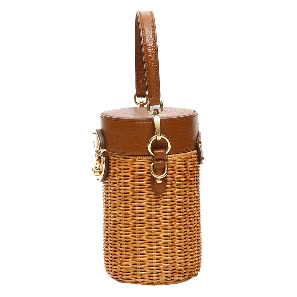 

Miu Miu Brown Wicker Cylinder Mini Bag