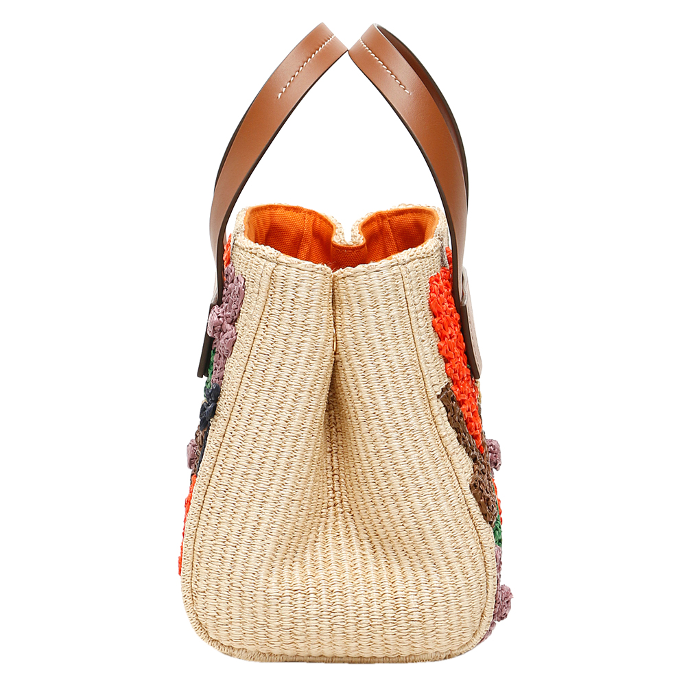 

Miu Miu Brown Raffia Embroidered Tote Bag