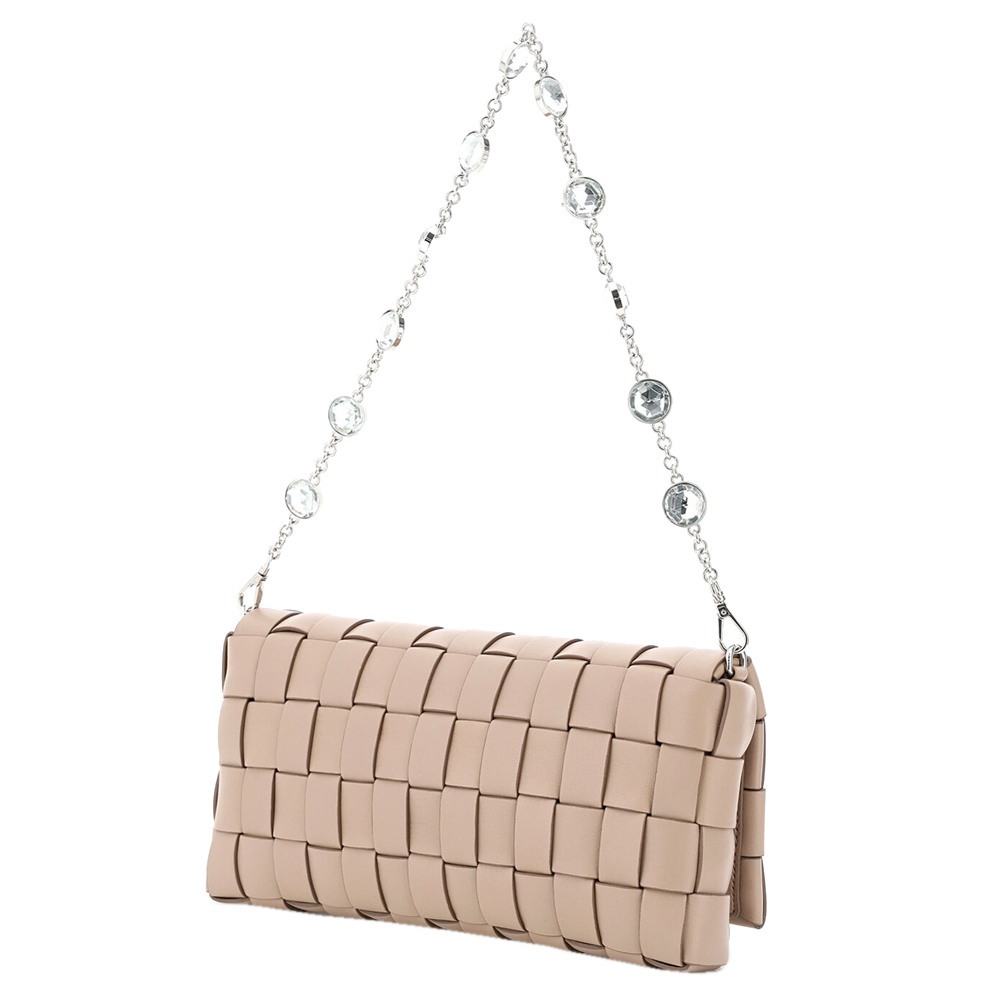 

Miu Miu Light Pink Leather Woven Crystals Mini Bag