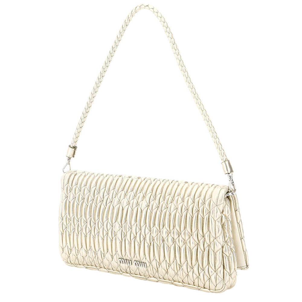 

Miu Miu Beige Leather Crystal Shoulder Bag