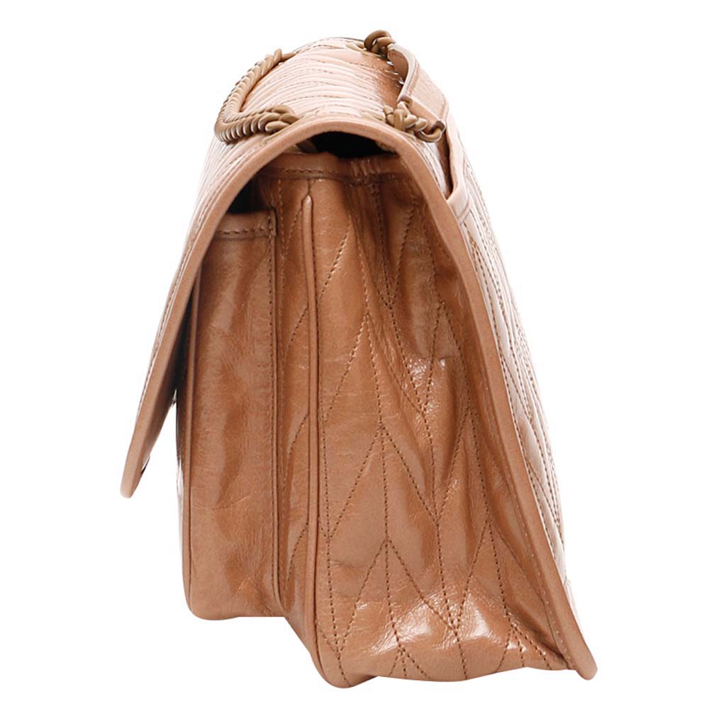 

Miu Miu Brown Calfskin Leather Quilted Shine Bag
