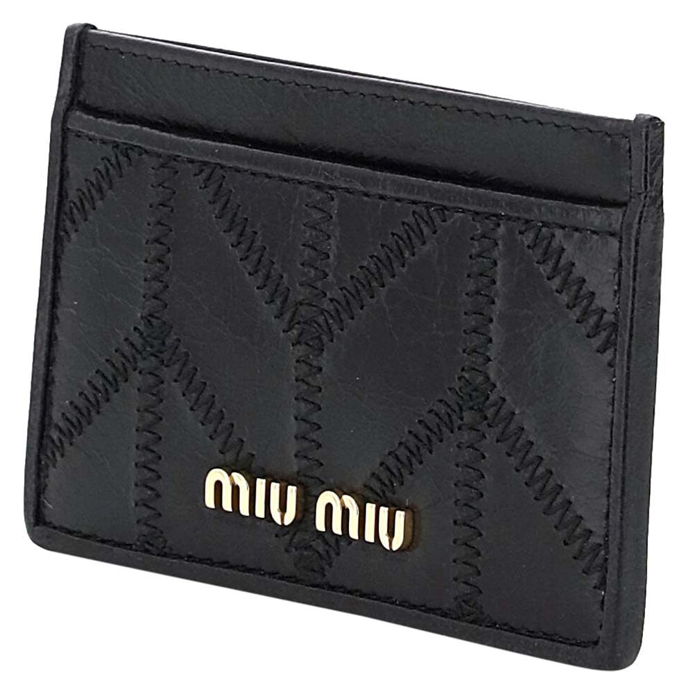 

Miu Miu Black Leather embroidered pattern cardholder