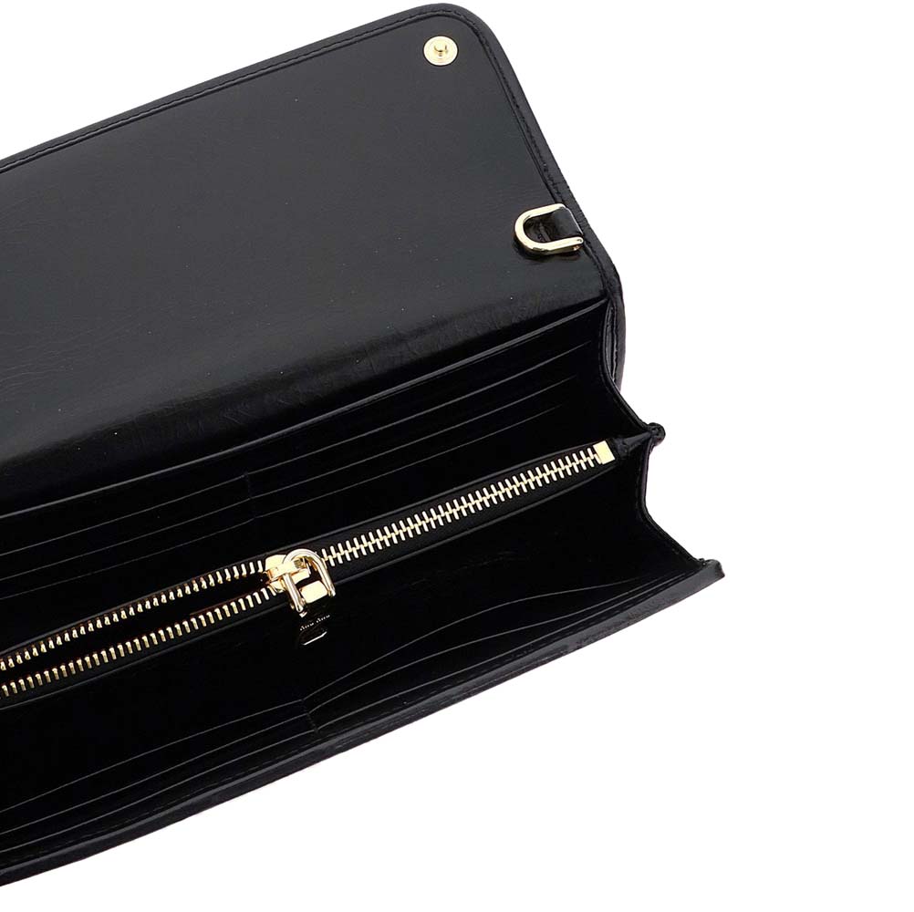 

Miu Miu Black Leather Patchwork Chain Wallet