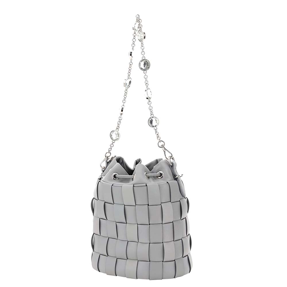 

Miu Miu Grey Leather Crystal Strap Bag